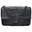 Schwarze Pailletten-Tasche „Moonlight On Water“ mit einer Klappe - Chanel