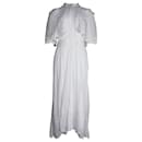 Isabel Marant Etoile Leola Vestido Midi Broderie Angalaise com babados em algodão branco