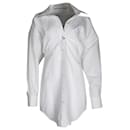 Alexander Wang Open Shoulder Mini Shirt Dress in White Cotton