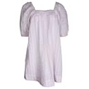 Ganni gestreiftes Seersucker-Nachtkleid aus rosa Baumwolle