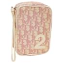 Christian Dior Trotter Canvas Pouch Pink Auth bs7325