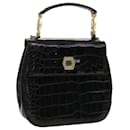 Gianni Versace Hand Bag Leather Black Auth bs5586