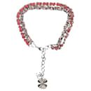 Pink interwoven chain necklace with clover charm - Chanel