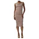 Neutral sparkly gathered dress with slip - no size label - Autre Marque