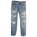 Dolce & Gabbana Distressed Straight Jeans in Blue Cotton