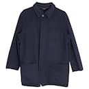 Hermes Single-Breasted Short Coat in Navy Blue Cashmere  - Hermès