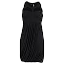 Versace Harness Neckline Gathered Mini Dress in Black Viscose