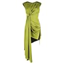 Cremefarbenes, asymmetrisches, drapiertes Minikleid mit offenem Rücken aus grünem Polyester - Off White