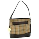 BURBERRY Nova Check Shoulder Bag Canvas Leather Beige Brown Red Auth 51027 - Burberry