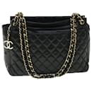 CHANEL Matelasse Chain Shoulder Bag Lamb Skin Black CC Auth ar10079 - Chanel