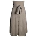 Joseph Knit Buttoned Midi Skirt in Cream Wool