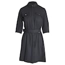Ba&Sh Victoire Belted Mini Shirtdress in Black Polyester