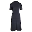 Iris & Ink Mock Neck Midi Length Dress in Black Viscose
