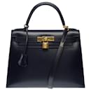 Hermes Kelly bag 28 in Navy Blue Leather - 101381 - Hermès