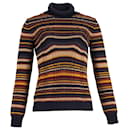 Prada Striped Cable-Knit Turtleneck Sweater in Multicolor Wool