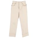 Jeans Chloé a gamba dritta a vita alta in cotone color crema