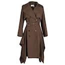 Chloe Double-Breasted Belted Drape-Side Trench Coat in Brown Wool - Chloé