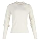 Maglione a collo alto con volant Chloe in lana color crema - Chloé