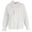 Etro Ruffled Shirt Top in White Cotton