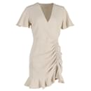 Sandro Gathered Mini Dress in Beige Polyester