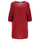 Sandro Sparkly Knitted Dress in Red Polyester