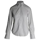 Loro Piana Striped Button-Up Shirt in White Cotton