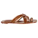 Porte & Paire Strappy Flat Sandals in Brown Leather - Autre Marque