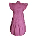 Sea New York Steph Flutter-Sleeve Tunic Dress in Pink Cotton