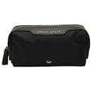 Anya Hindmarch Girlie Stuff Textured Cosmetics Case in Black Leather