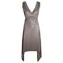Givenchy Deep V-Neck Plisse Dress in Champagne Triacetate