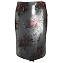 Paco Rabanne Floral-Print Mesh Wrap-Skirt in Silver Aluminum