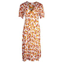 Diane Von Furstenberg Idris Printed Crepe Dress in Orange Viscose