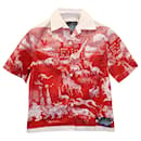 Prada 'Survival Utopia' Printed Short-Sleeve Shirt in Red Cotton