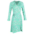 Diane Von Furstenberg Karina Printed Wrap Dress in Green Silk
