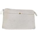 Christian Dior Honeycomb Canvas Clutch Bag White Auth am4852