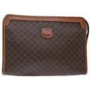 CELINE Macadam Canvas Clutch Bag PVC Leather Brown Auth 50615 - Céline