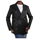 Black double-breasted leather blazer - size UK 14 - Autre Marque