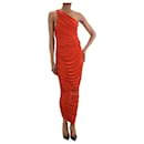 Vestido rojo fruncido de un solo hombro - talla XS - Norma Kamali
