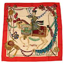 HERMES CARRE 90 Scarf �hLe Timalier�h Silk Red Auth bs7268 - Hermès