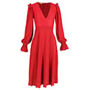 Philosophy Di Lorenzo Serafini V-Neck Midi Dress in Red Cotton - Philosophy di Lorenzo Serafini
