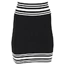 Balmain Striped Stretch Knit Mini Skirt in Black Viscose