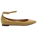 Gianvito Rossi Gia Ankle Strap Ballet Flats in Nude Patent Leather