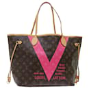 LOUIS VUITTON Monogram V line Neverfull MM Tote Bag Pink M41602 LV Auth am4905 - Louis Vuitton