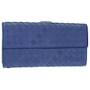 BOTTEGA VENETA INTRECCIATO Long Wallet Leather Blue Auth 50841 - Autre Marque