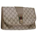 GUCCI GG Canvas Web Sherry Line Clutch Bag PVC Leather Beige Red Auth ep1380 - Gucci