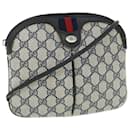 GUCCI GG Canvas Sherry Line Shoulder Bag Gray Red Navy 90402047 Auth bs7625 - Gucci