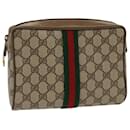 GUCCI GG Canvas Web Sherry Line Clutch Bag Beige Red Green 56.01.012 Auth yk8241 - Gucci