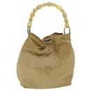 Christian Dior Maris Pearl Hand Bag Nylon Beige Auth bs4600
