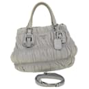 PRADA Shoulder Bag Leather 2way Gray Auth 38791 - Prada