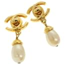 CHANEL Swing Earring Gold Tone CC Auth am4050 - Chanel